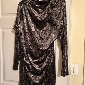 H&M Gray Ruched Bodycon Dress with Dolman Sleeves